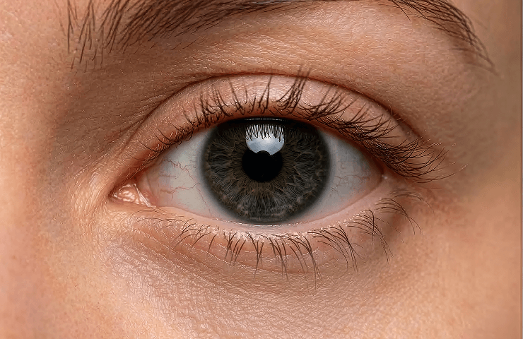 수술 전, 결막이 늘어난 모습